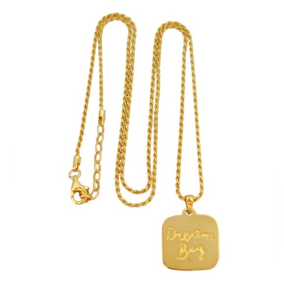 14k Gold Vermeil Nalin Studios Shiny Gold “Rose” Square Coin Medallion Necklace - Picture 2 of 10
